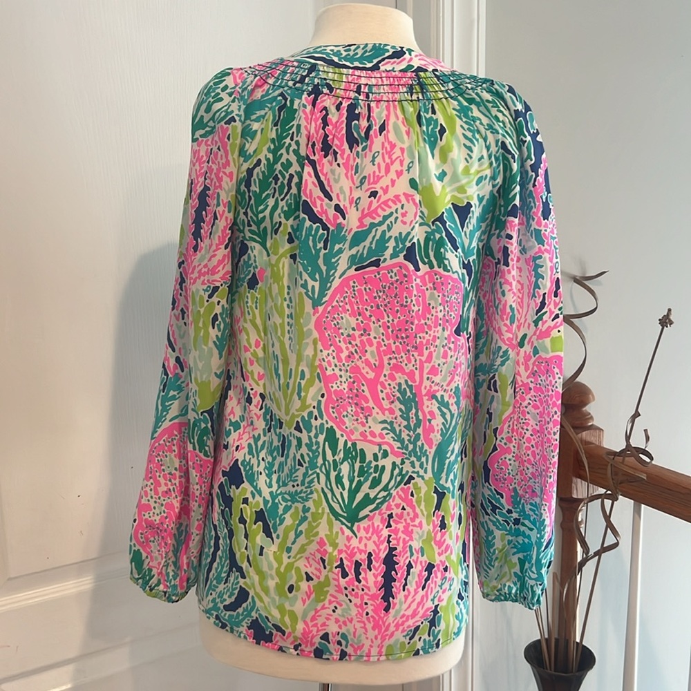 Lilly Pulitzer Lets Cha Cha Silk Elsa Blouse - Picture 2 of 5